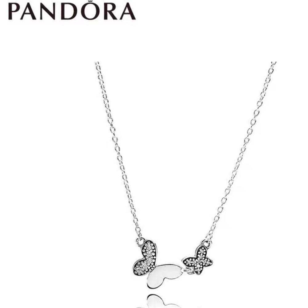 Pandora Silver Heart and Butterfly Necklace - Picture 2 of 10